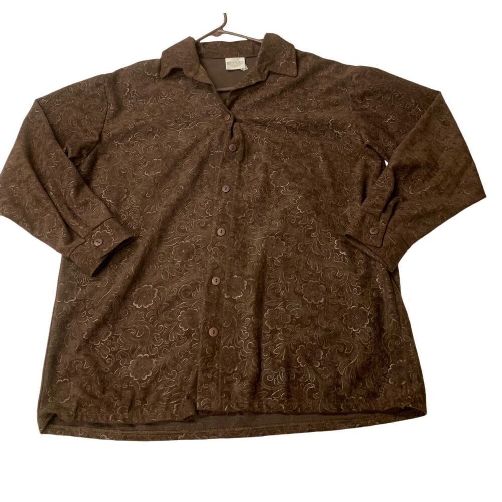 Vintage Textured Patterned Button Down Top - image 1